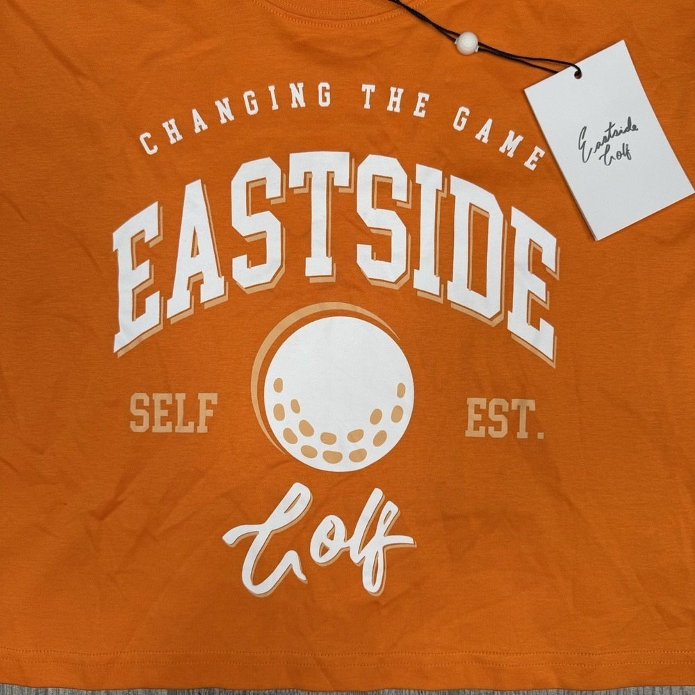 Eastside Golf Shirt Womens Orange Cropped Nwt Crop Top Golfing Gym Logo Size S — image 3 of 8